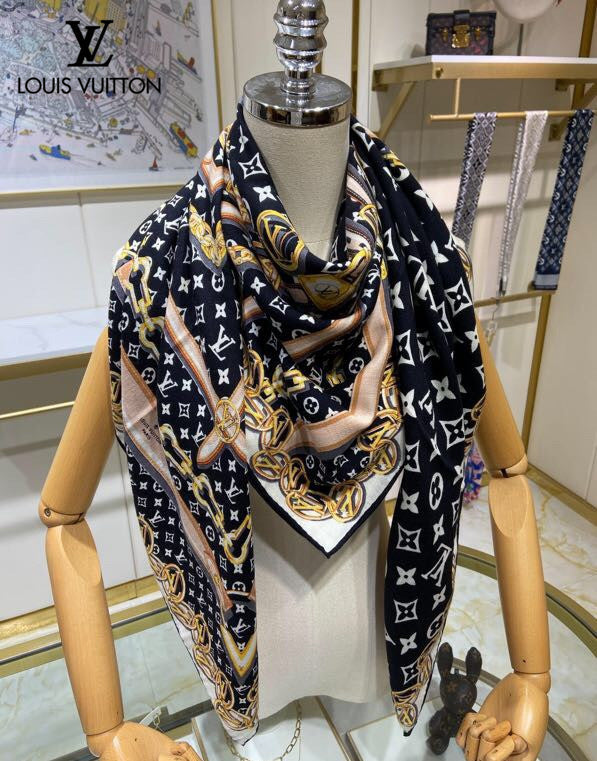 【2024】【LV 関税負担なし 本物保証】オートクチュール ファッション トランジショナル カラー ロング ビアード スカーフ140*140CM